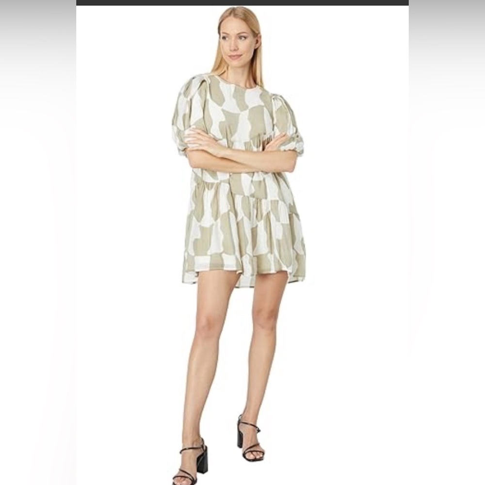 MOON RIVER Geo Print Mini Dress Women's Sage size XS